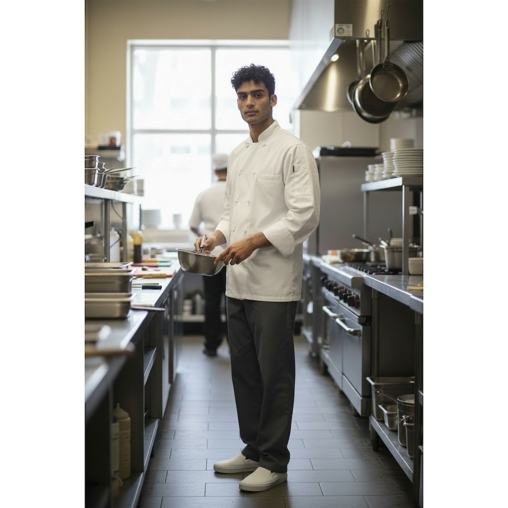 Chef Works Chef Coat Jacket Unisex Size‎ L White Double Breasted Long culinary